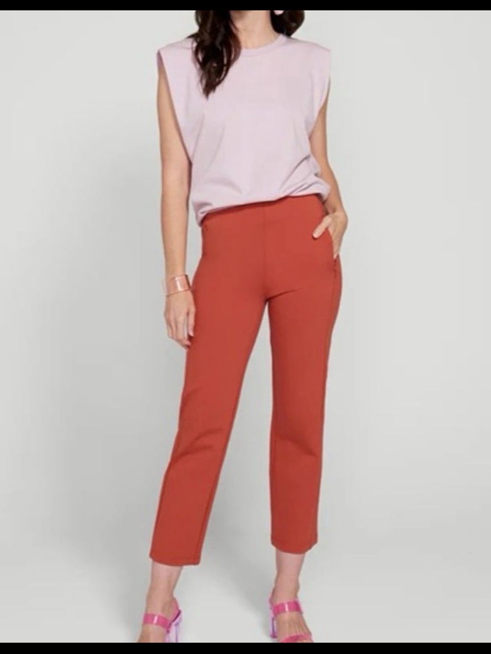 Women's High-Rise Straight Crop Pants - Terracotta